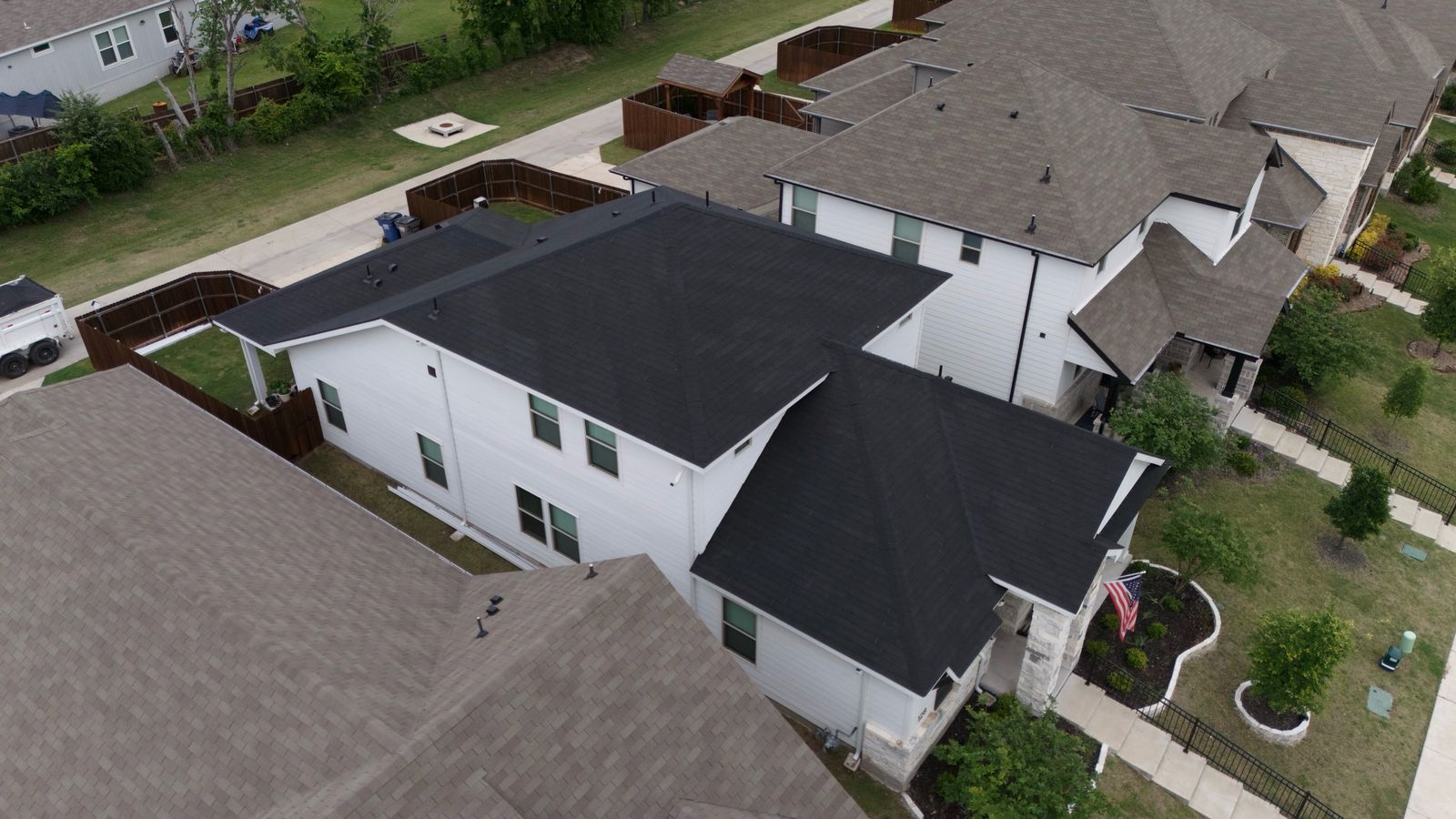 Completed Prestige roof in Black shingles