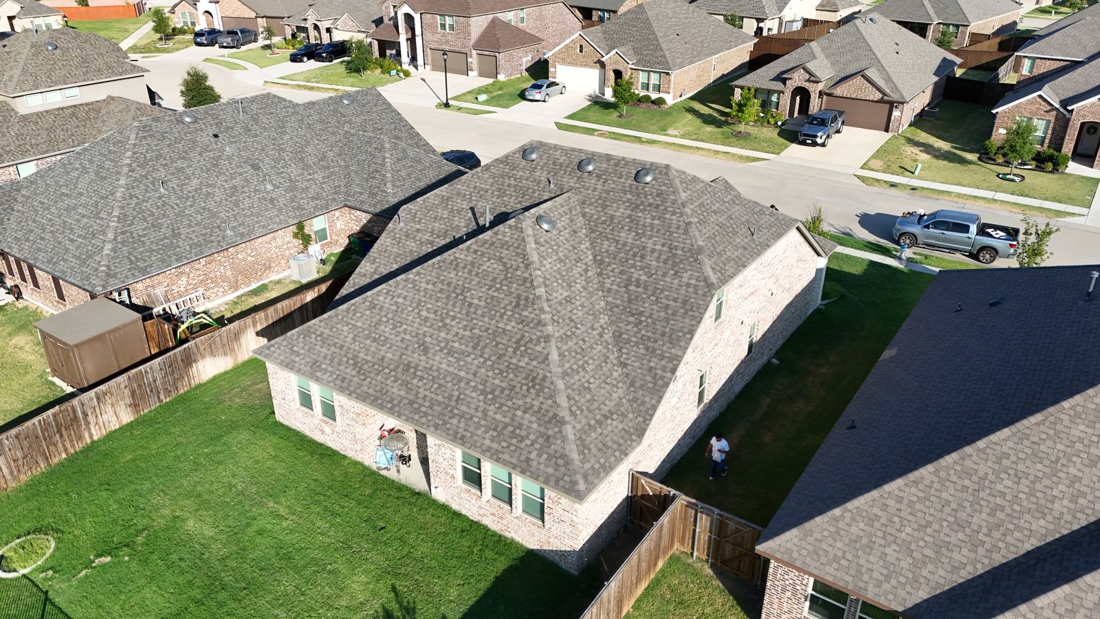Completed Prestige roof in Weather Wood shingles