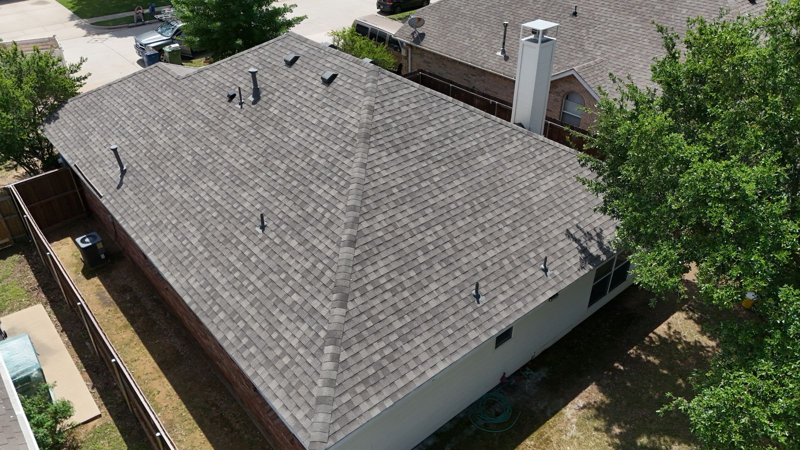 Completed Prestige roof in Weather Wood shingles